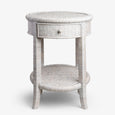 Rattan Round Side Table (White) Front
