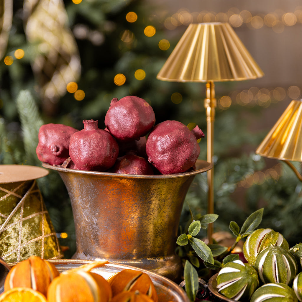Whole Dried Pomegranate Decorations Styled in Bowl