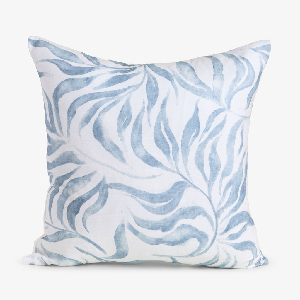 Wild Palm Cushion Cover (Blue & White) Front View