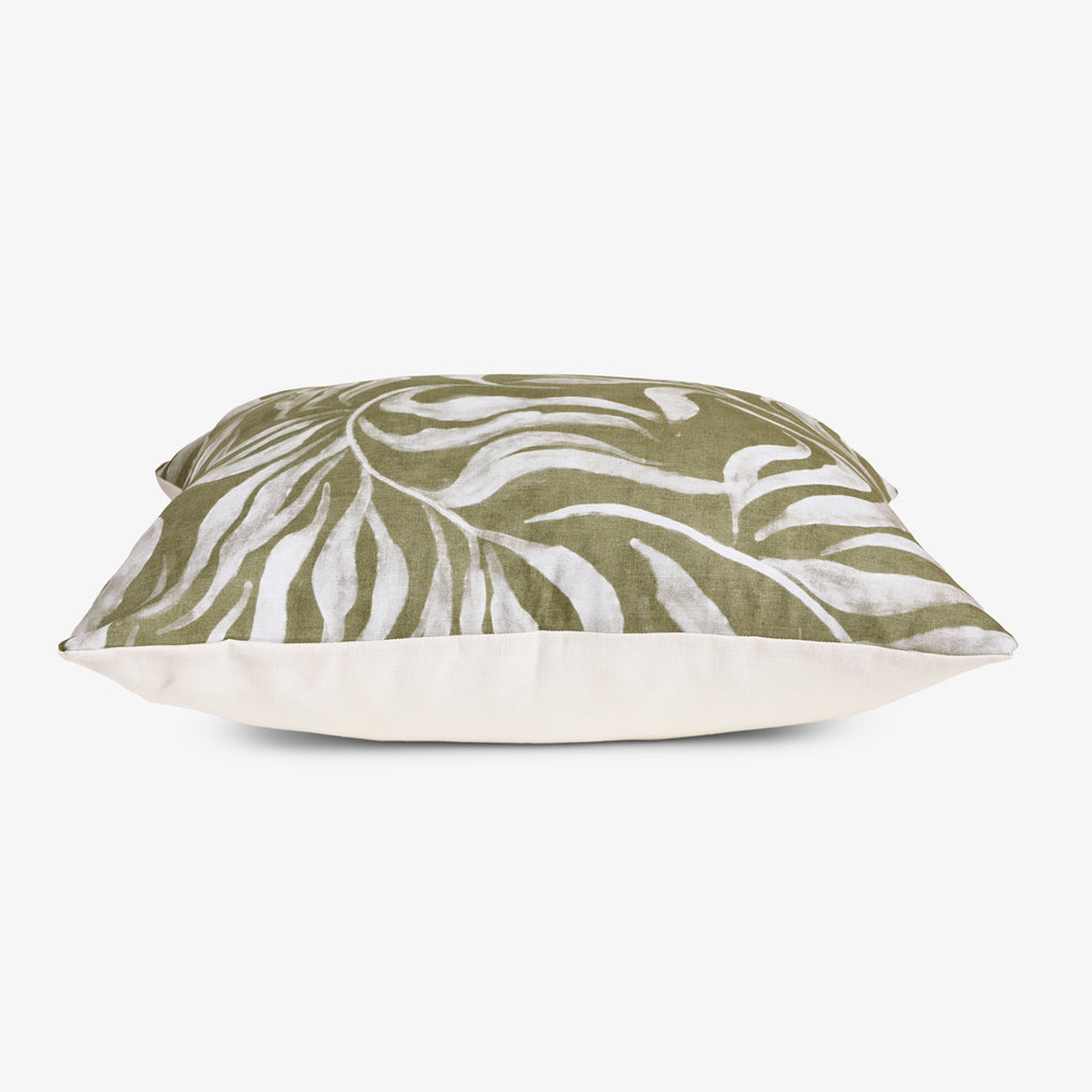 Wild Palm Cushion Cover (Olive Green) Side View