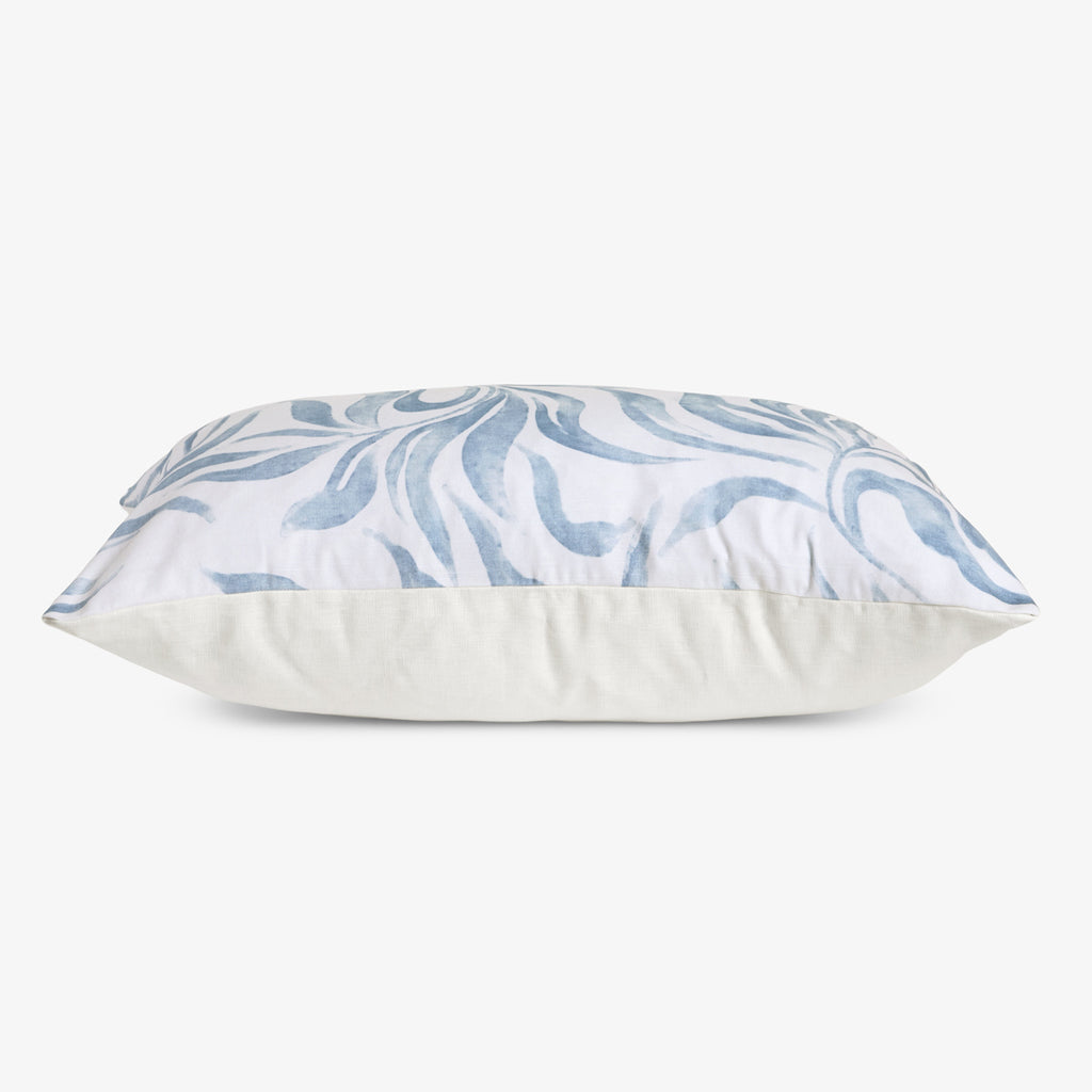 Wild Palm Rectangular Cushion Cover (Blue & White) Side View