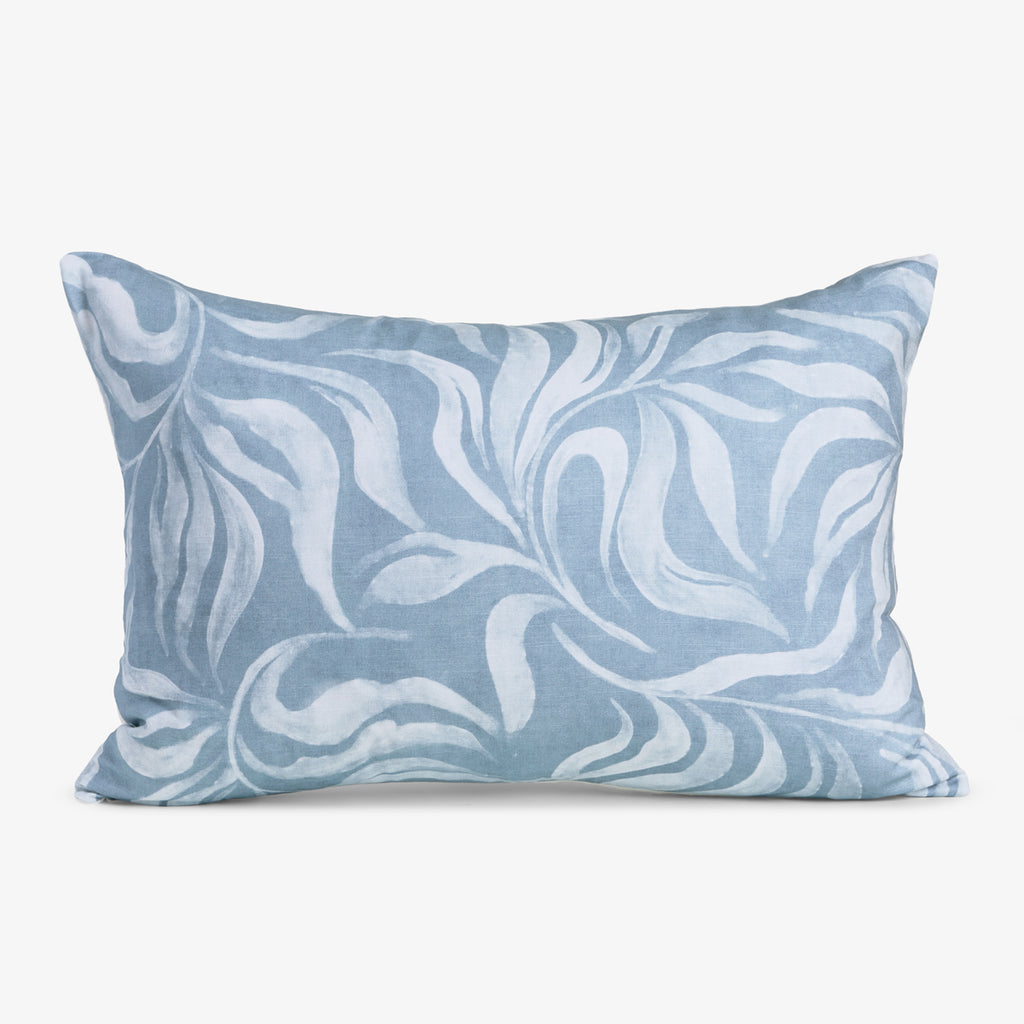 Wild Palm Rectangular Cushion Cover (Blue) Front View