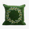 Wreath Velvet Cushion Cover (Green) Front View
