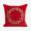 Wreath Velvet Cushion Cover (Red) Front View