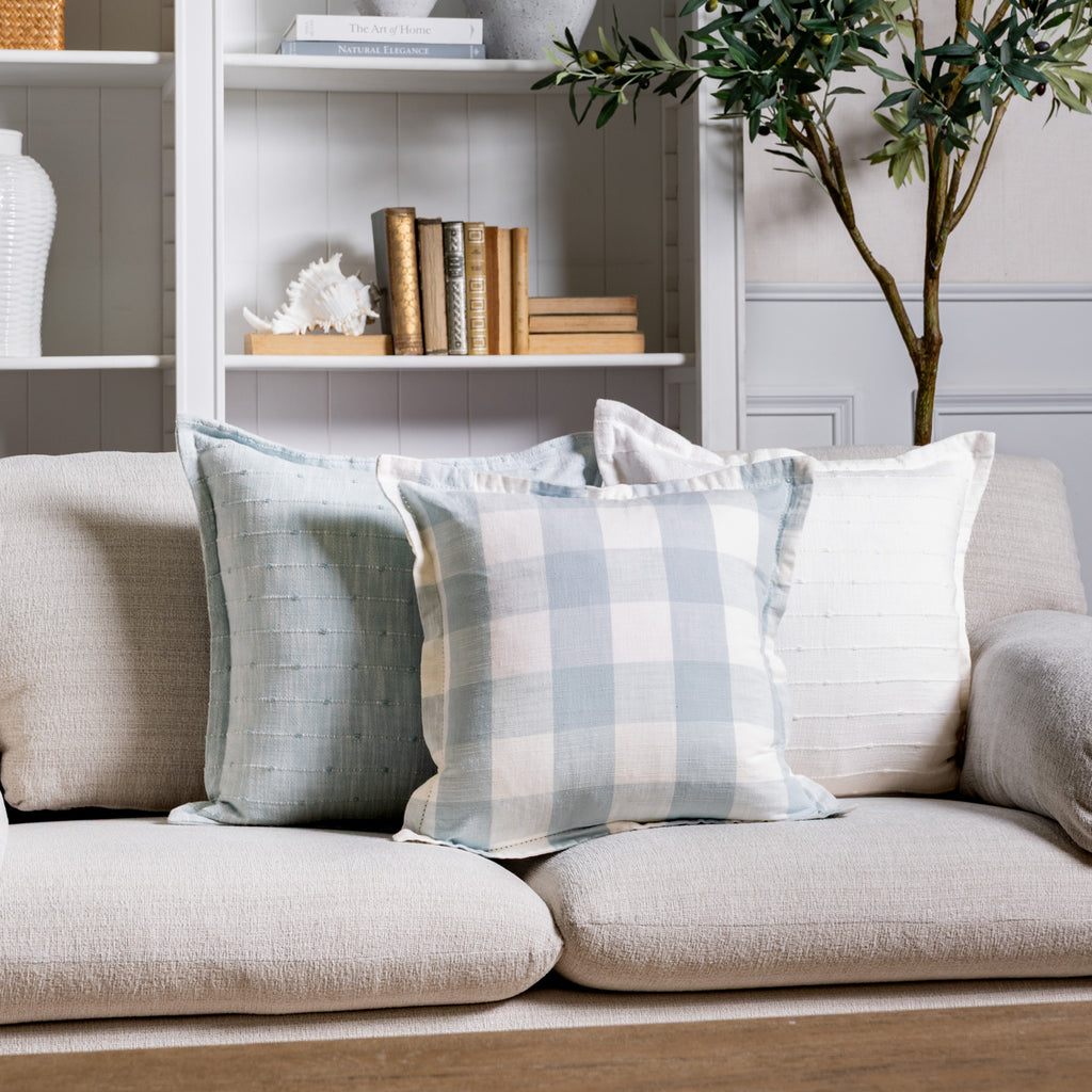 Xanthi Cushion Cover (White) Styled on Sofa