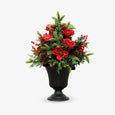 Red Magnolia Arrangement with Lights 81cm Front View