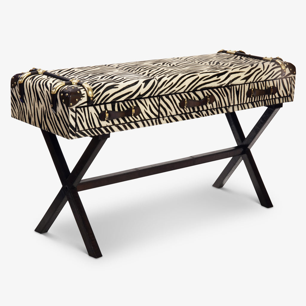 Zebra & Leather Console Table