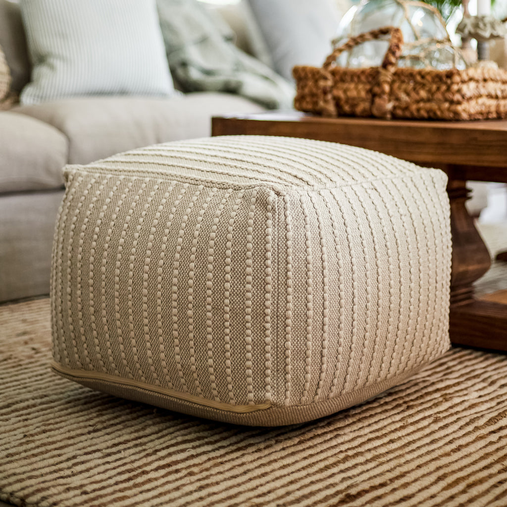 Woven Footstool Beige