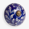 Blue & White Leafe Ceramic Knob Side