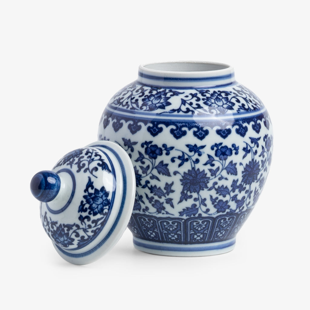 Blue & White Mandarin Jar Open