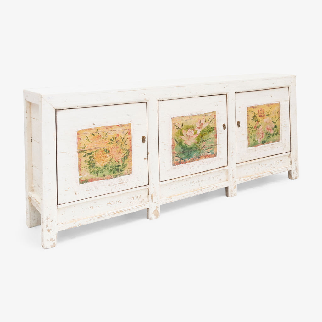 Bohai Three Door Sideboard White With Painted Florals