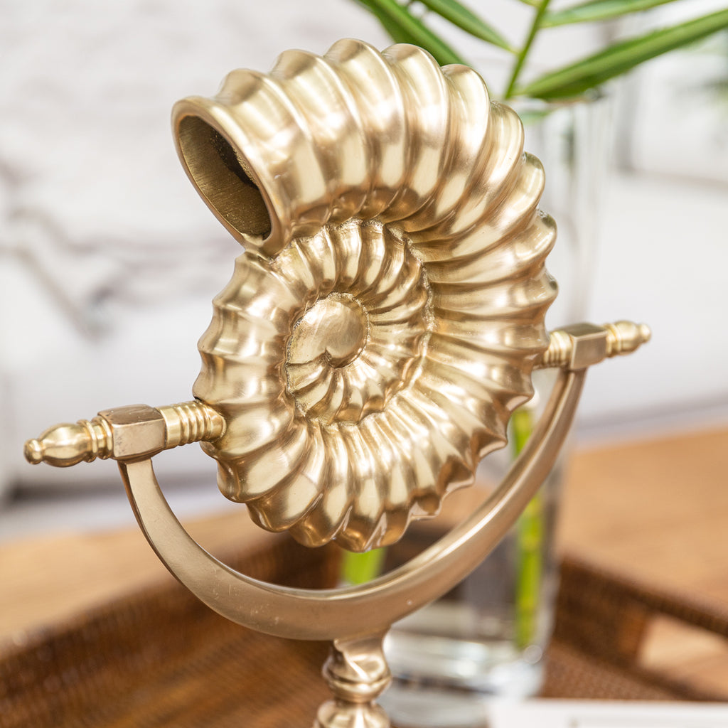 Brass Shell On Stand | Home Decor