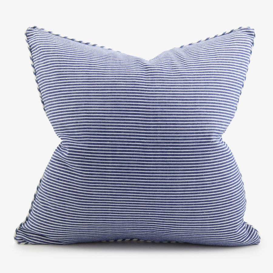 Navy and White Pinstripe Cushion 50 x 50cm