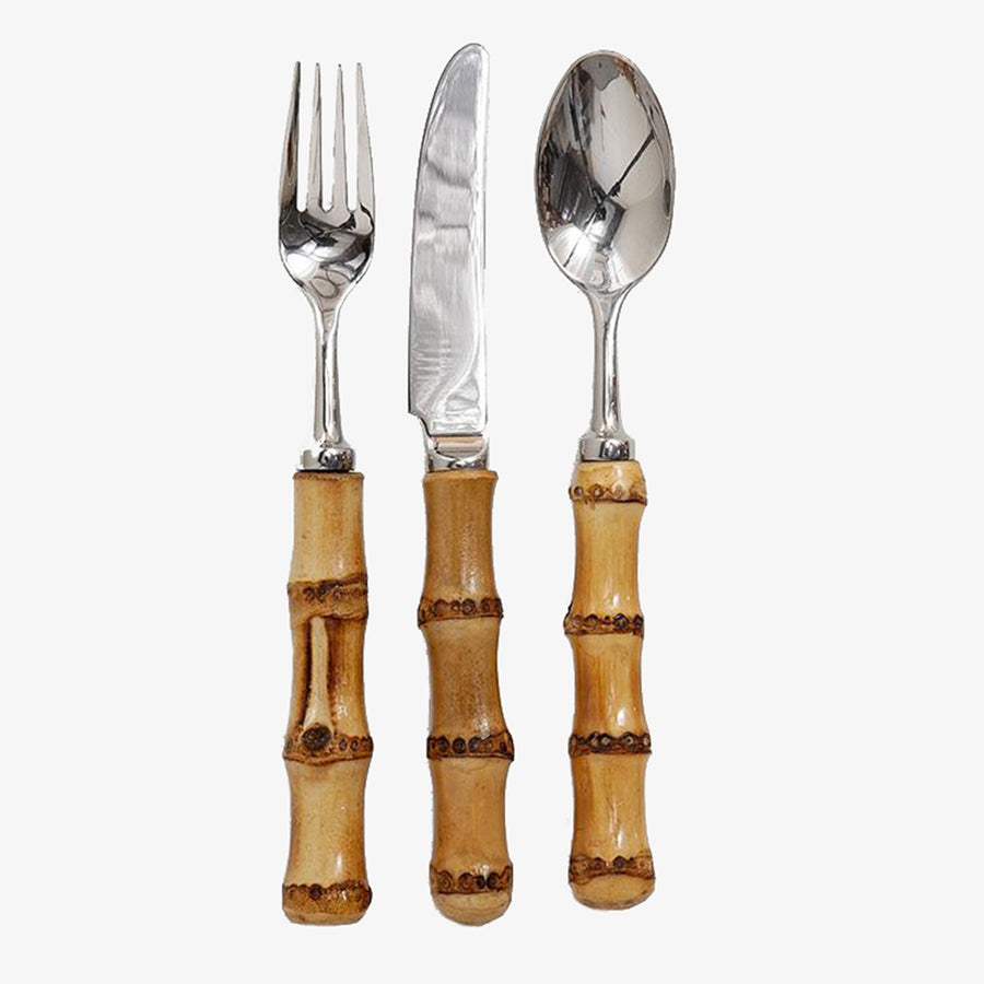 Bamboo Cutlery Set 12 Pce Silver