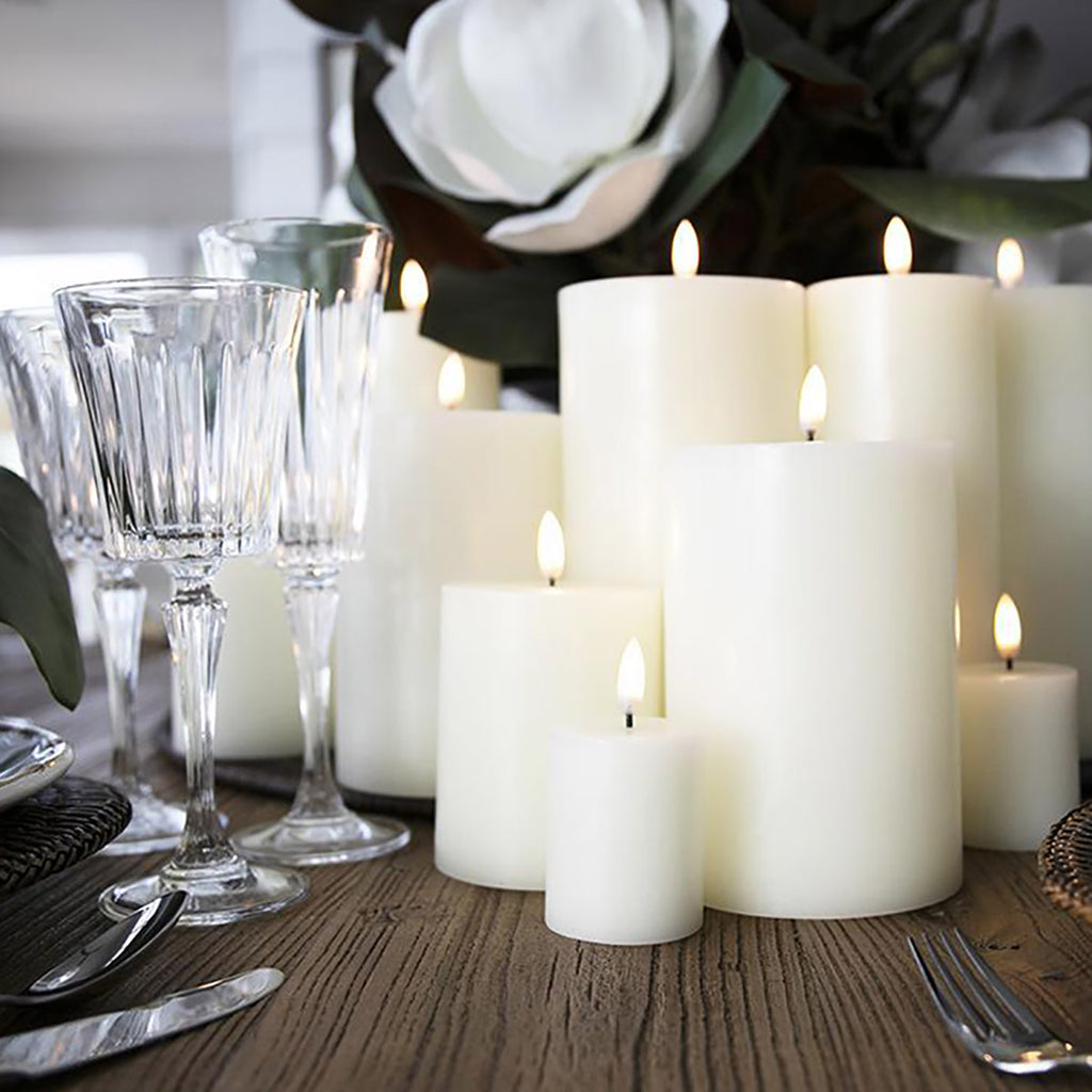 Classic Ivory Lux Flameless Candles 5W x 7.5H cm Styled Group