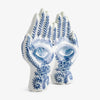 Ceramic Hands Sculpture Hamsa Hand of Fatima Blue & White Side