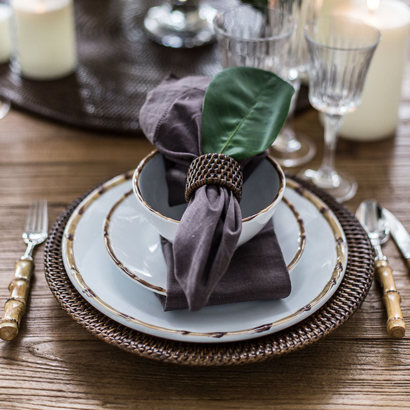 Rattan Placemat Recessed Brown Alfresco Emporium