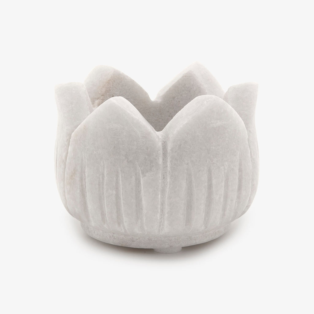 Marble Lotus Candle Holder Side