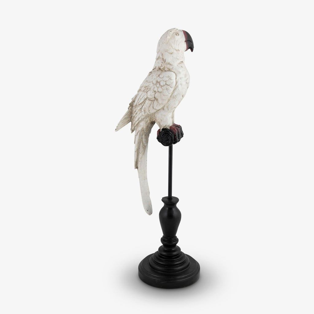 Parrot on Stand Antique White 38cm