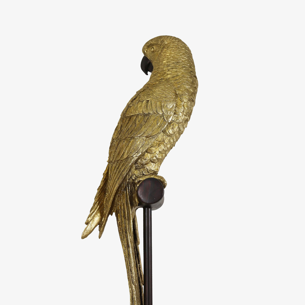 Golden Parrot on Stand 30 Inch Side Two