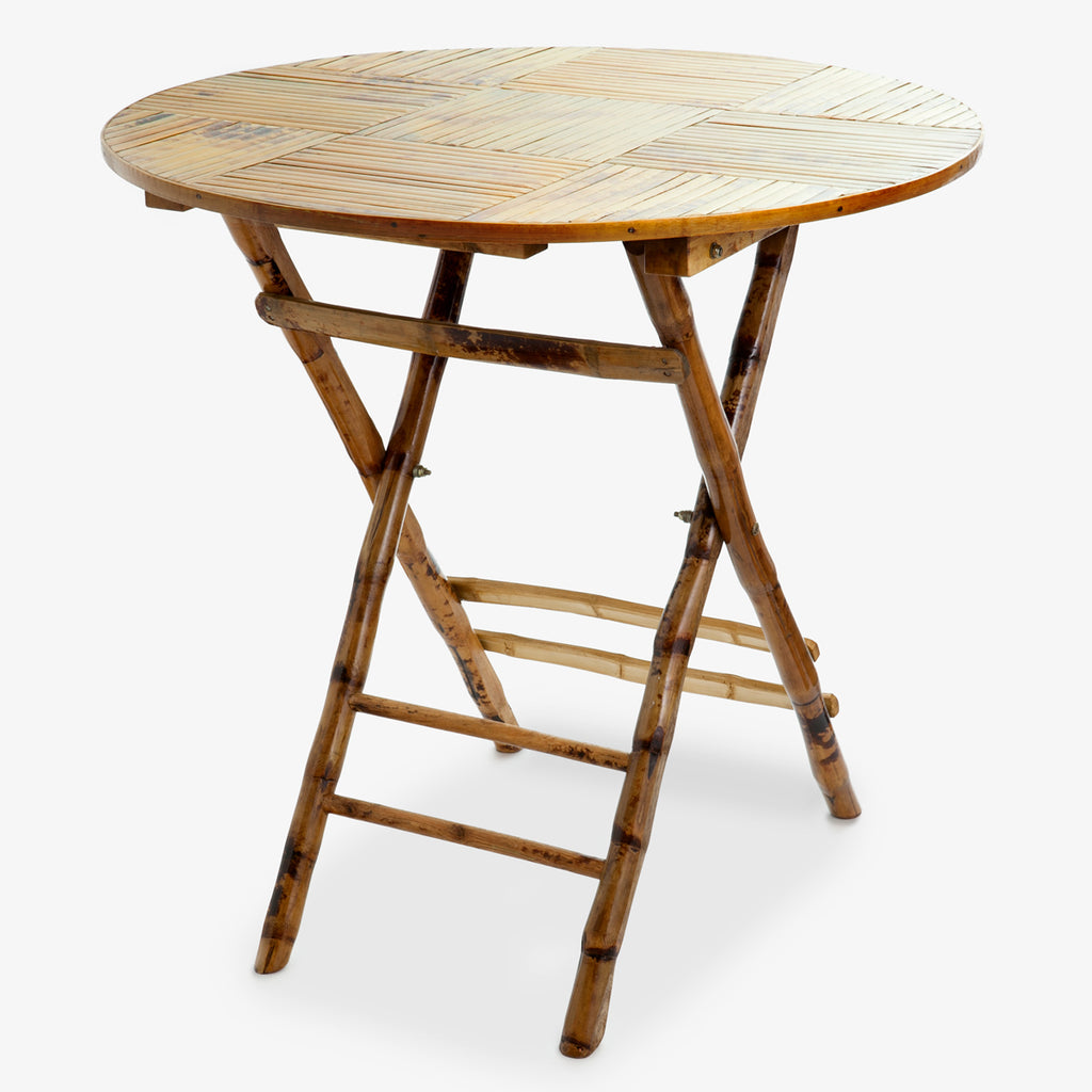Bamboo Folding Table Round Natural