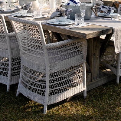 Hampton Outdoor Dining Chair White With Ecru In Garden 4