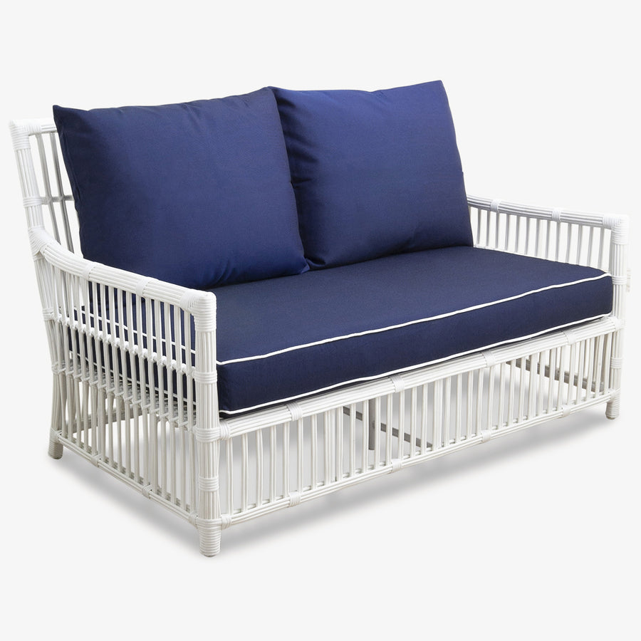 Bermuda Outdoor 2 Seater Sofa White With Navy Slipcover Front