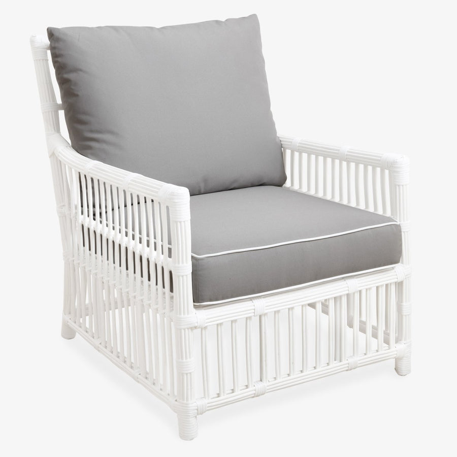 Bermuda Outdoor Chair White With Grey Slipcover Front