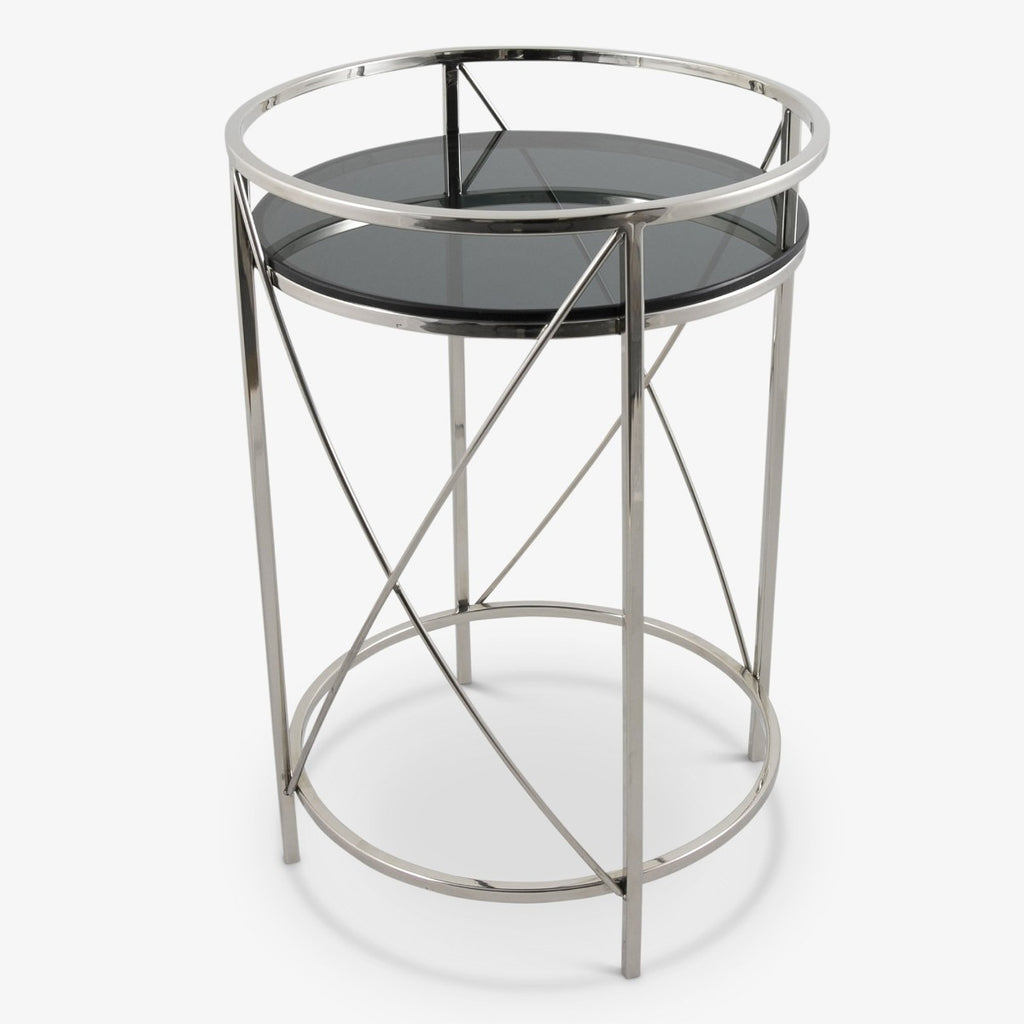 Nickel Plated Glass Top Side Table