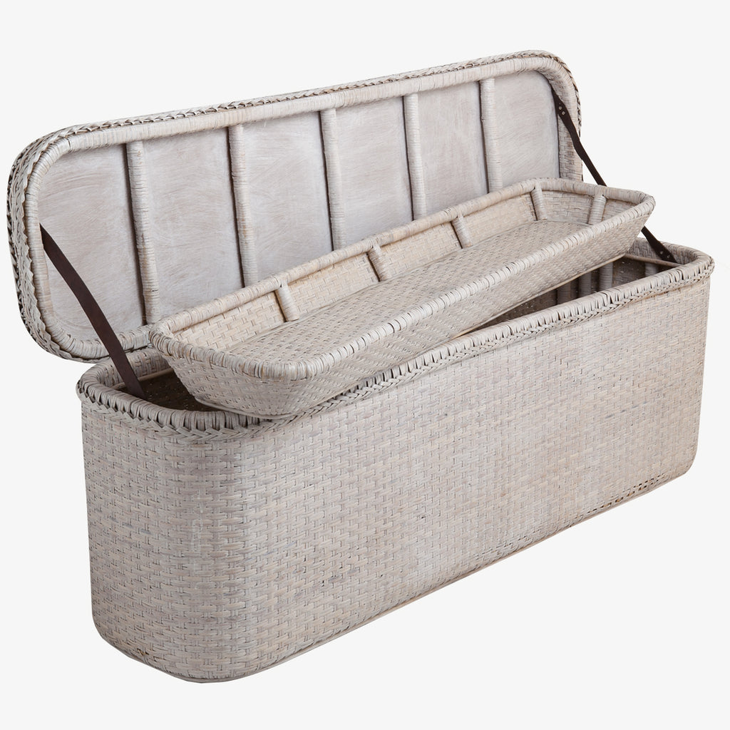 Rattan Bed End Chests White