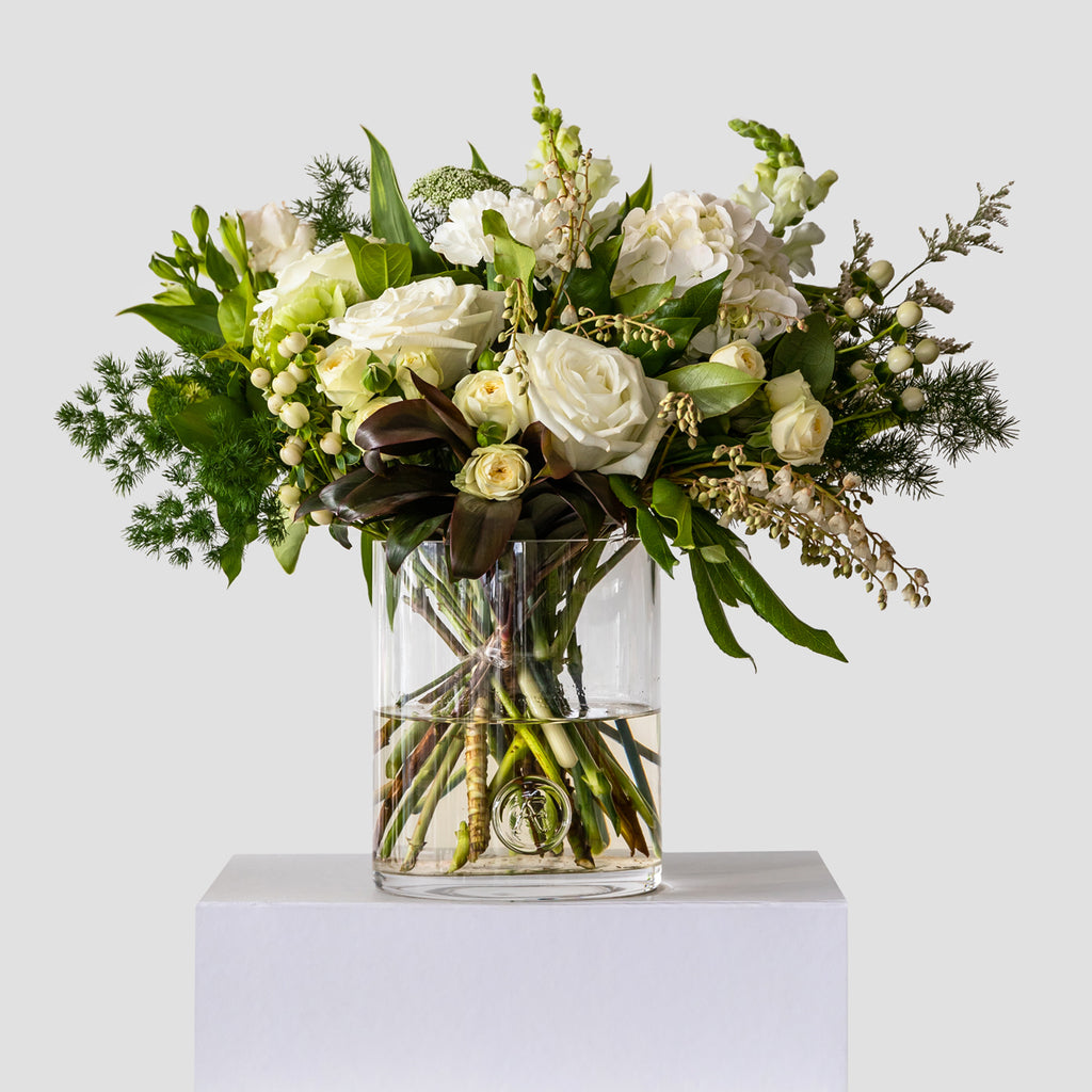 Fresh Flowers White Opulent With Medium Vase