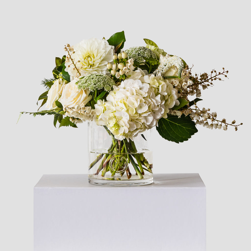Fresh Flowers White Opulent With Small Vase