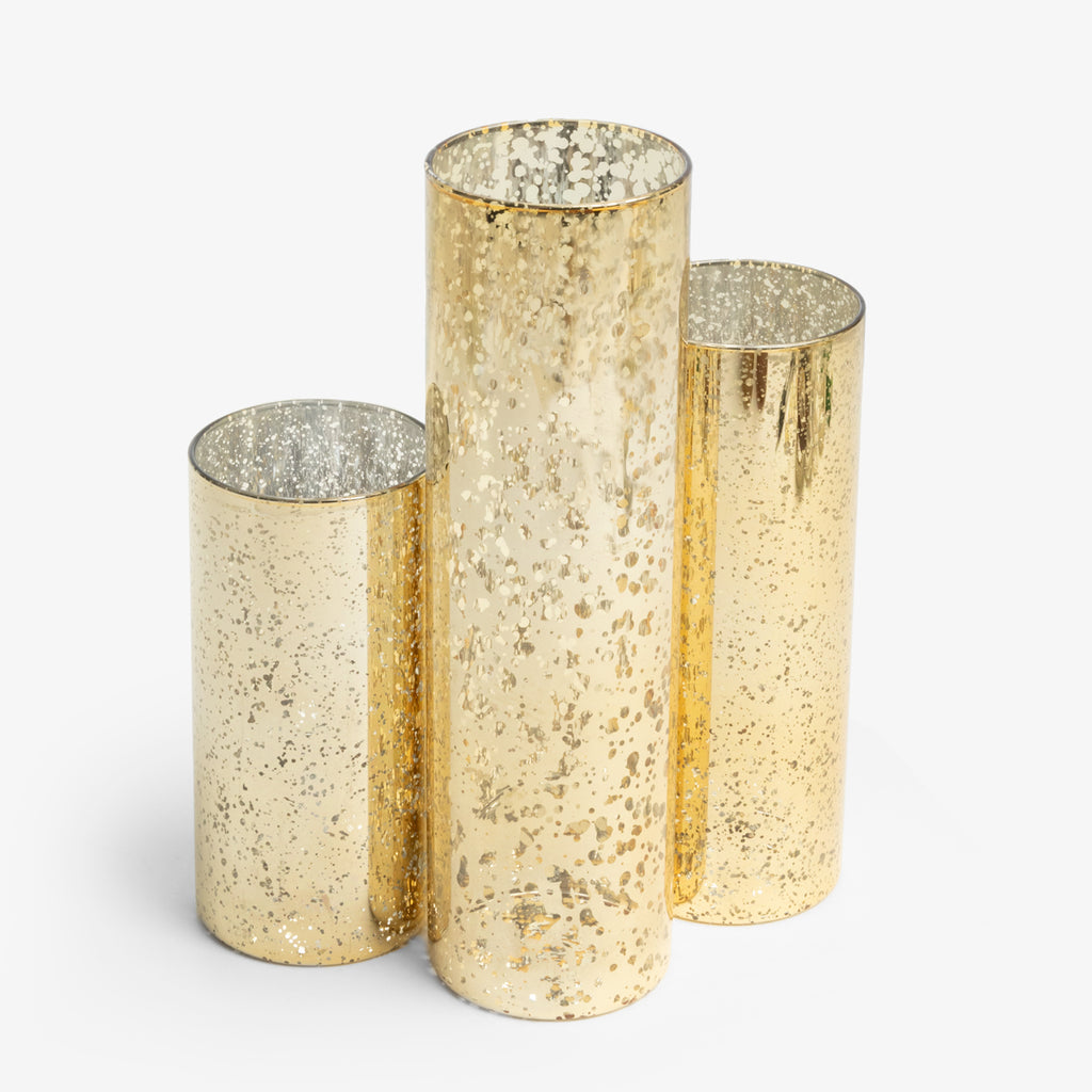 Glass Cylinder Vases Set Of Six Gold