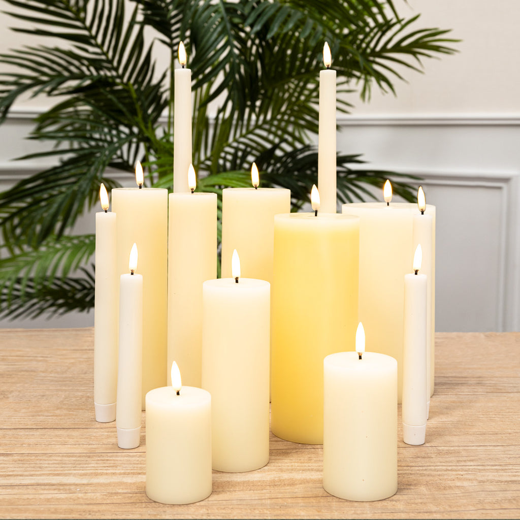 Uyuni Lighting Flameless Smooth Candles Classic Ivory 8cm Wide