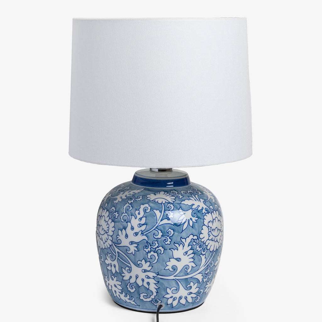 Ceramic Jar Lamp Blue & White Back