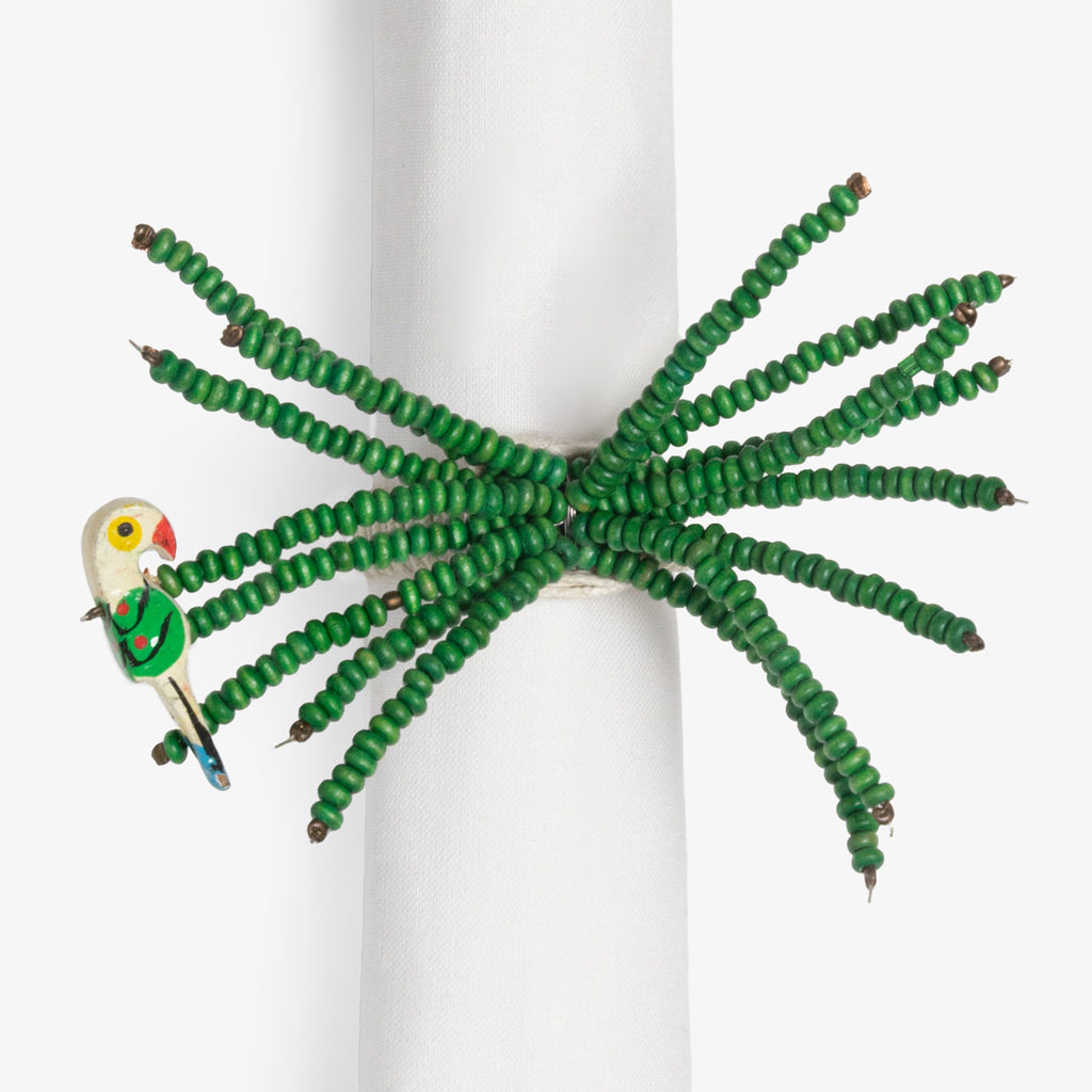 Beaded Napkin Ring with Timber Parrot Green