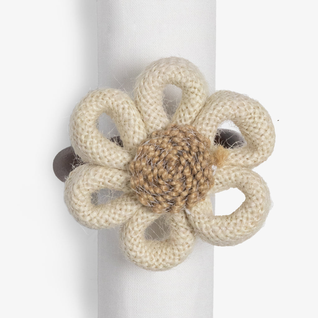Flower Napkin Ring Jute & Wood
