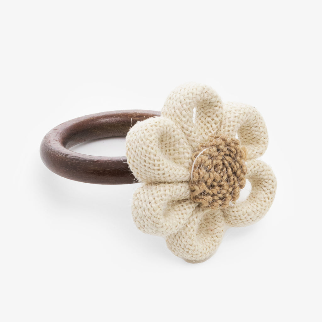 Flower Napkin Ring Jute & Wood