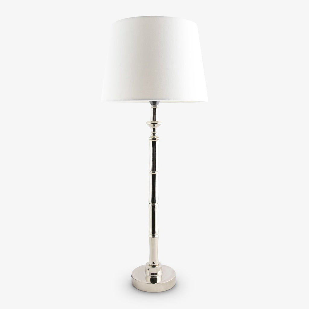 Bamboo Lamp Silver: White Shade