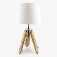 Teak Tripod Lamp: White Shade