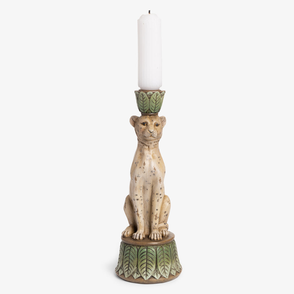 Leopard Candle Holder Resin With Candle