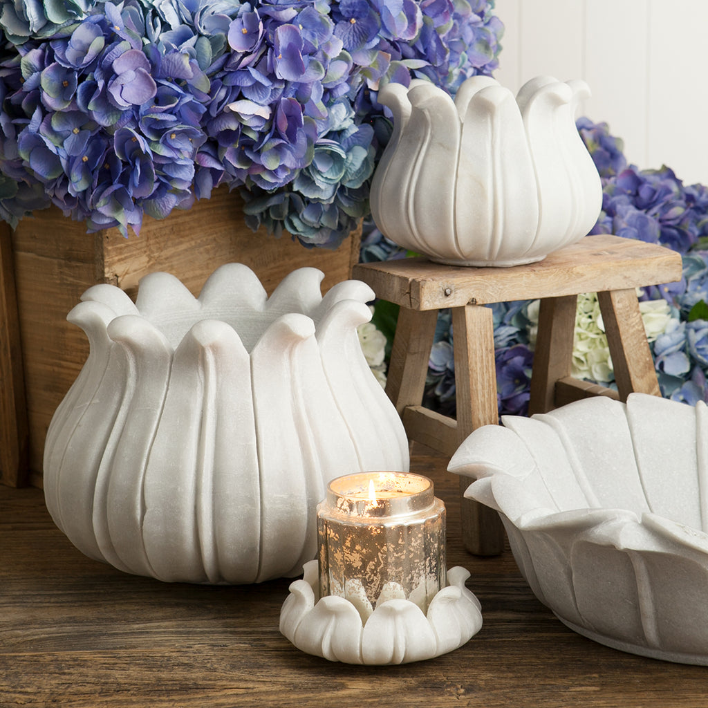 Marble Lotus Vases
