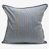 Navy Ticking With Velvet Piping Cushion Cover Front