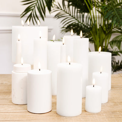 Nordic White Lux Flameless Candle 15 x 15cm Styled