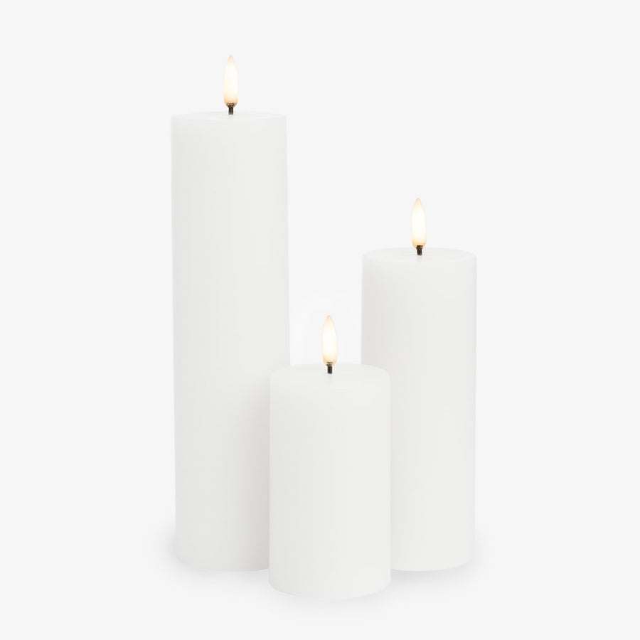 Nordic White Lux Flameless Candle 6cm Wide Grouped