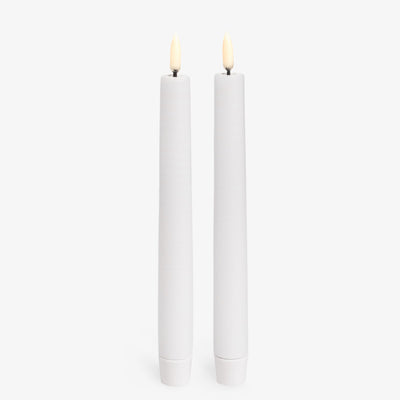 Nordic White Lux Flameless Tapered Candles 2pkt 20H cm