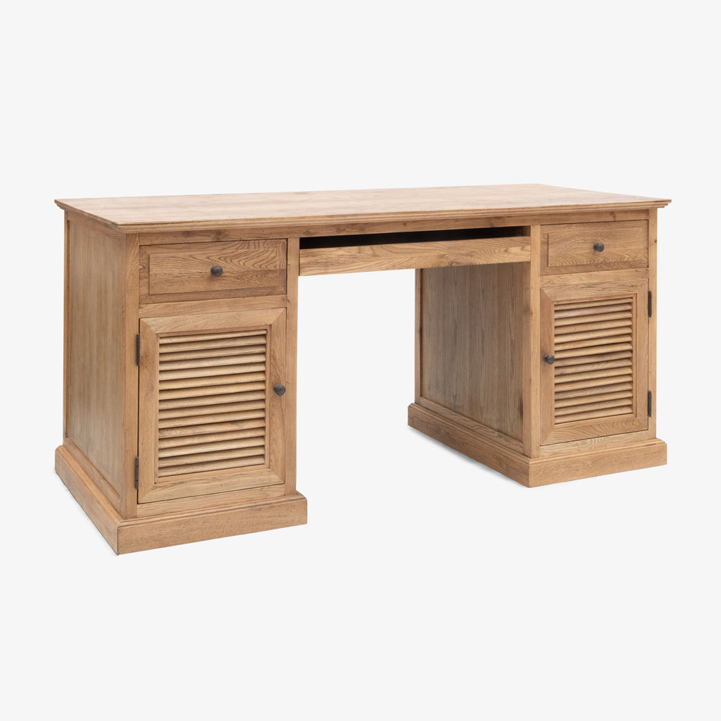 Oak Three Drawer Two Door Desk