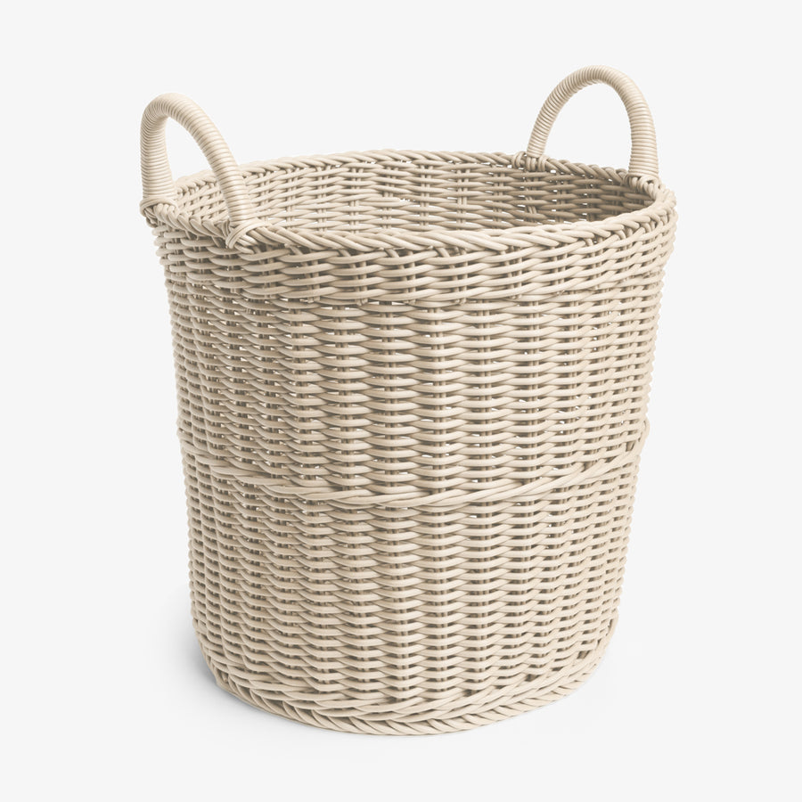 Osier Eggshell Deep Round With Handles Basket Front