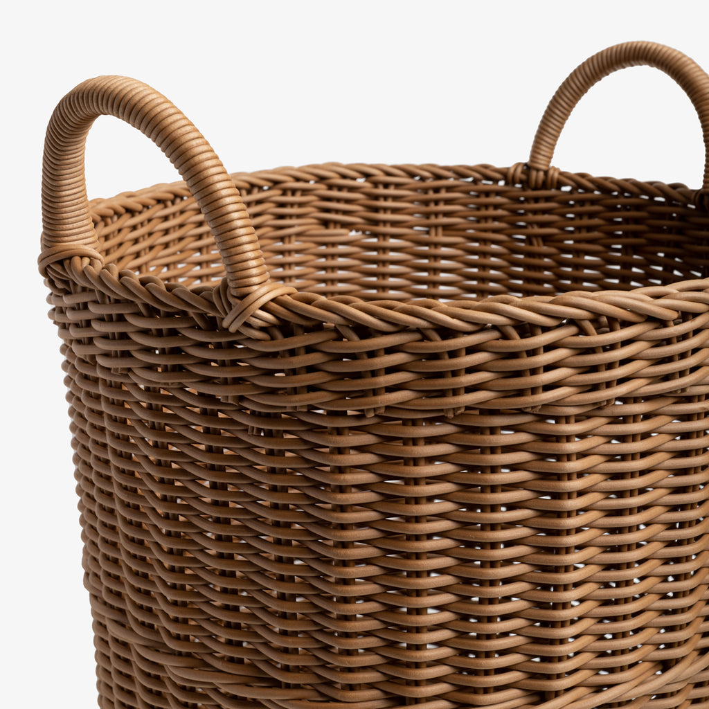 Osier Basket Deep Round With Handles Nutmeg