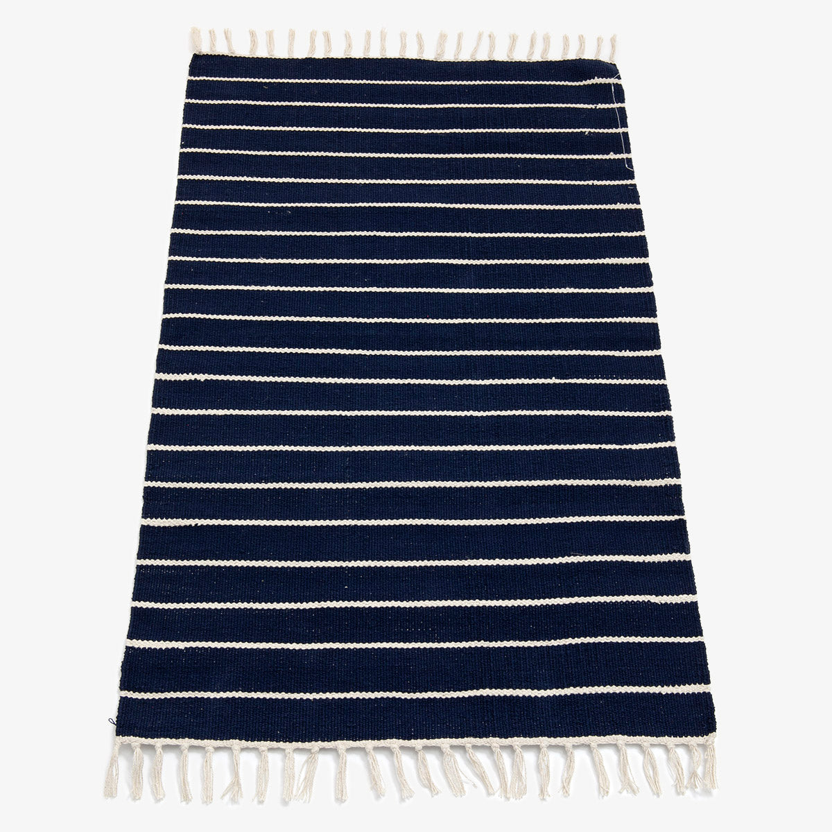 Cotton Rug Blue 4cm Stripe 60 x 90cm Alfresco Emporium
